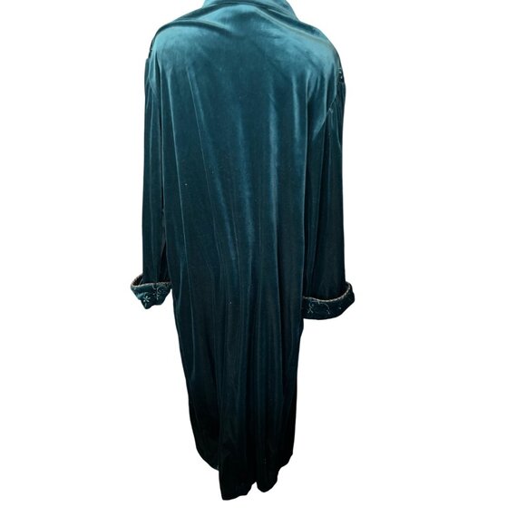 Vintage Jasmine Rose XL Womens Green Velvet Robe Full Zip - Picture 7 of 7